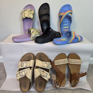 Lot of Girls Shoes Size 3/ 4  Womens 6 Slip Ons, Sandals Worn Condition